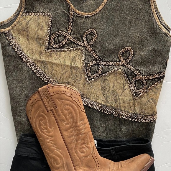 Vintage 90s tie dye jeans top, camisole on a light denim - Picture 2 of 5